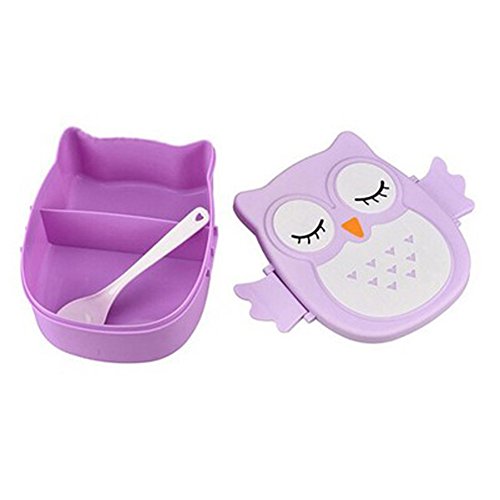 New Cartoon Owl Lunch Box Food Fruit Storage Container Portable Bento Box Food-safe Food Picnic Container for Kids Purpel